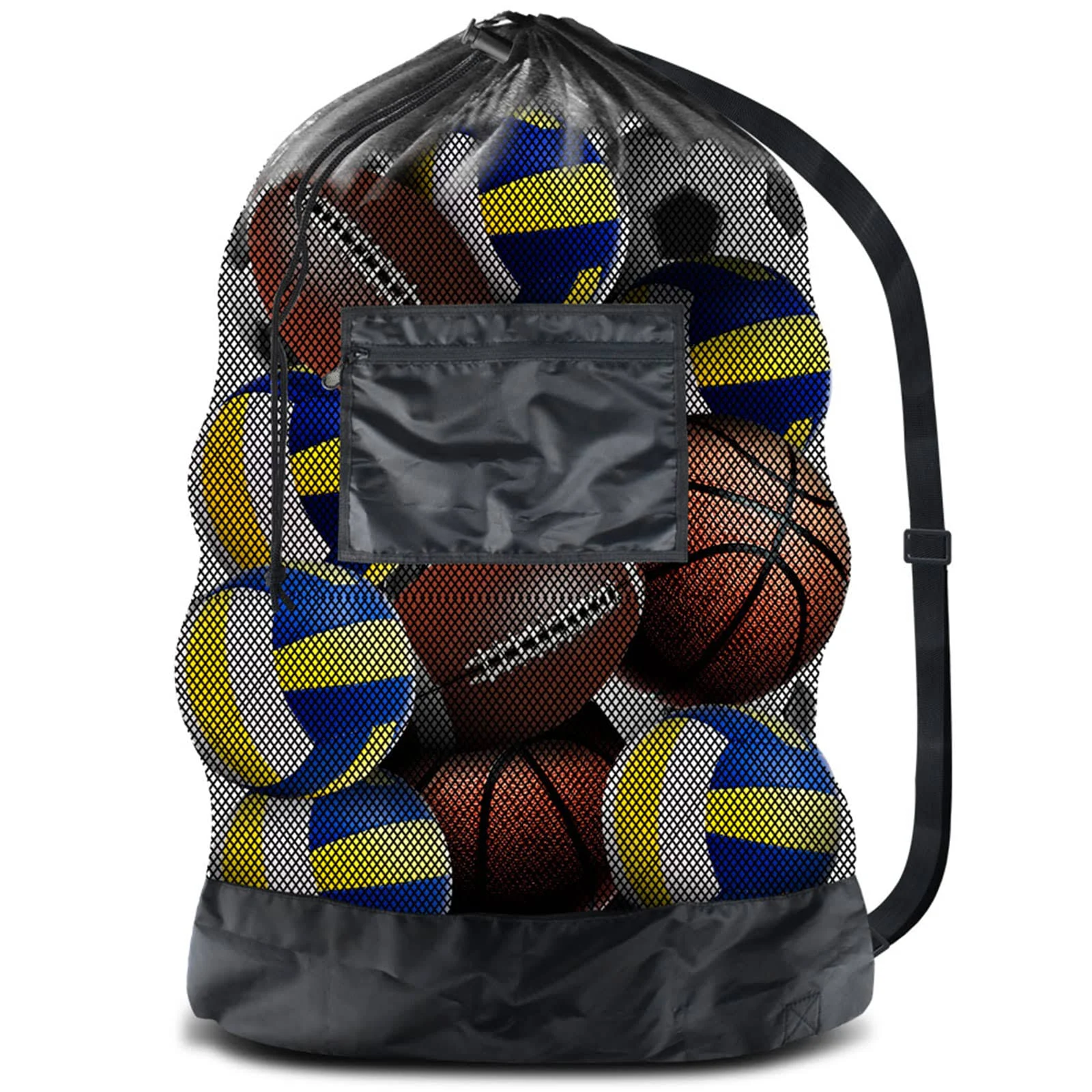 BROTOU Extra Large Football Net Bag, 10 15 Ball Drawstring Storage Mesh Bags with Shoulder Strap for Basketball Volleyba