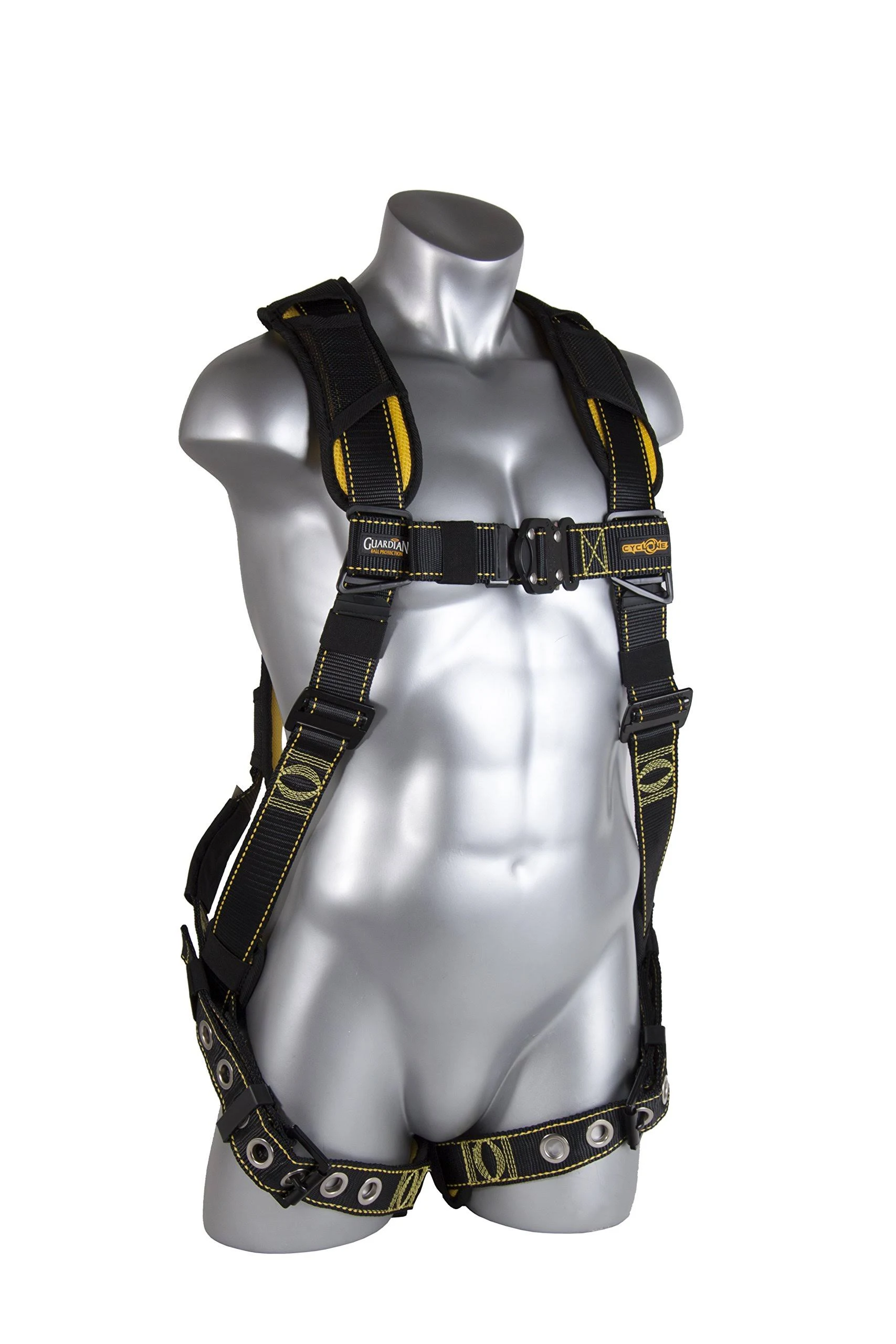 Guardian 21042 Cyclone Harness with QC Chest/TB Leg/No Waist Belt/Non Construction, Black/Yellow