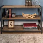 Walker Edison 2 Tier Open Shelf Industrial Wood Metal Bookcase Tall Bookshelf Home Office Storage, 40 Inch, Barnwood