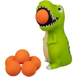 Hog Wild T-Rex Ball Popper Toy - Includes 4 Soft Foam Balls - Squeeze to Pop Air Powered Balls Up to 20 Feet - Launcher Safe for Indoor/Outdoor Play