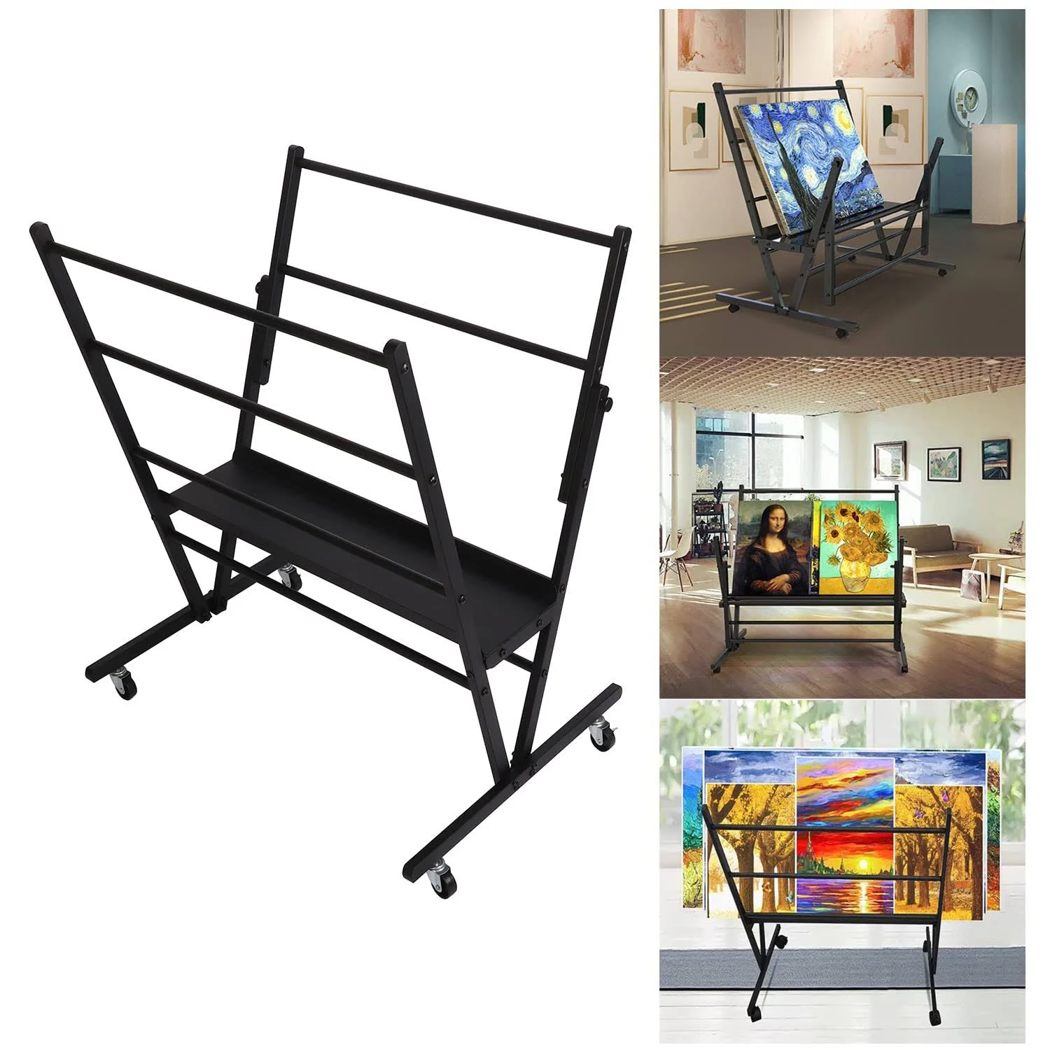 Movable Art Metal Print Rack Printing Drying Display Storage Stand For