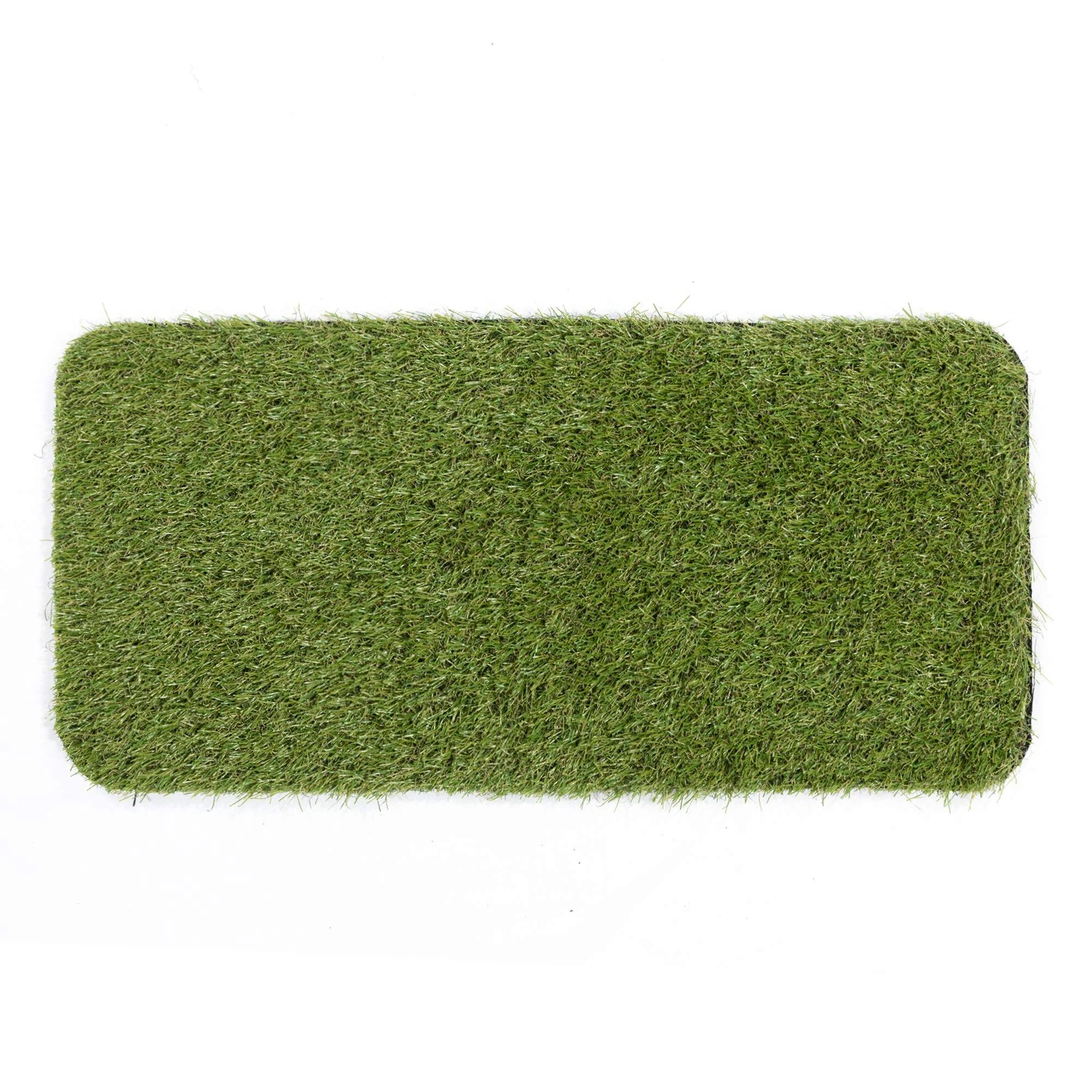 Ottomanson Pet Training Collection Easy Clean Indoor/Outdoor Reusable Training Grass Pad, 15" x 30", Green