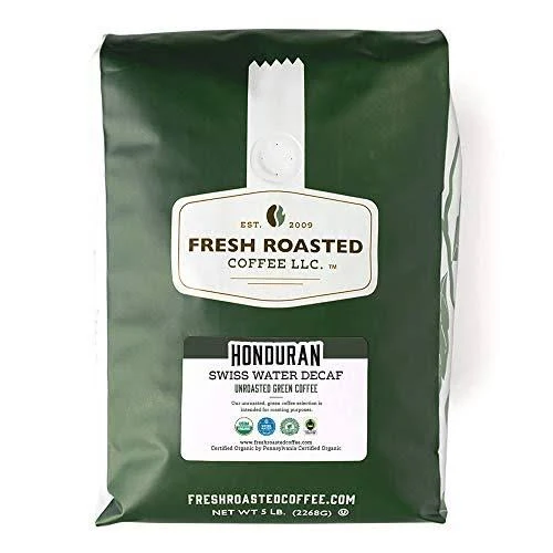 Fresh Roasted Coffee, Organic Unroasted Water Processed Decaf Mexican, Kosher, 5 Pound