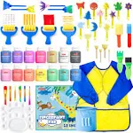 Washable Finger Paint Set, Shuttle Art 46 Pack Kids Paint Set with 14 