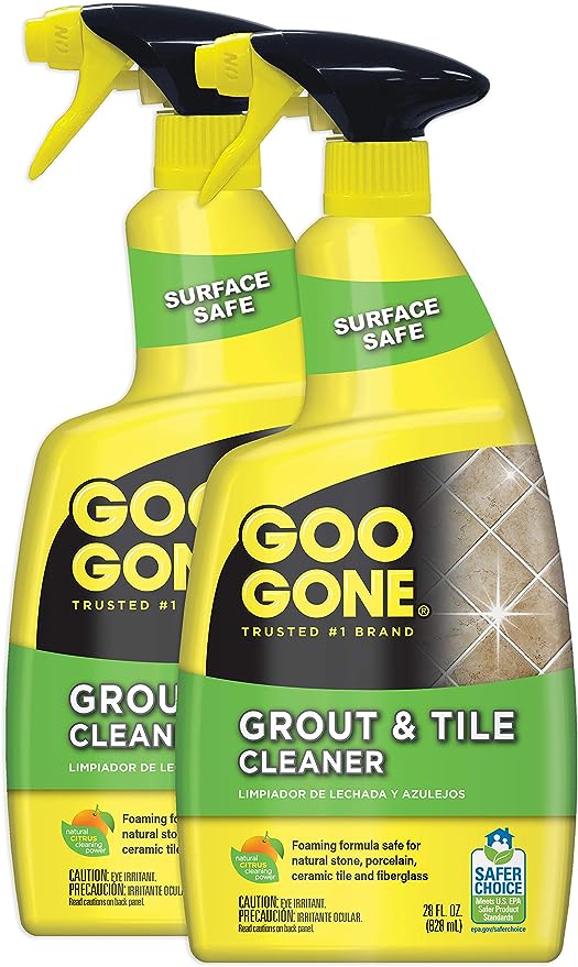 Goo Gone Grout and Tile Cleaner - 28 Ounce - Removes Tough Stains Dirt Caused by Mold Mildew Soap Scum and Hard Water Staining - Safe on Tile Ceramic Porcelain, pack of 2