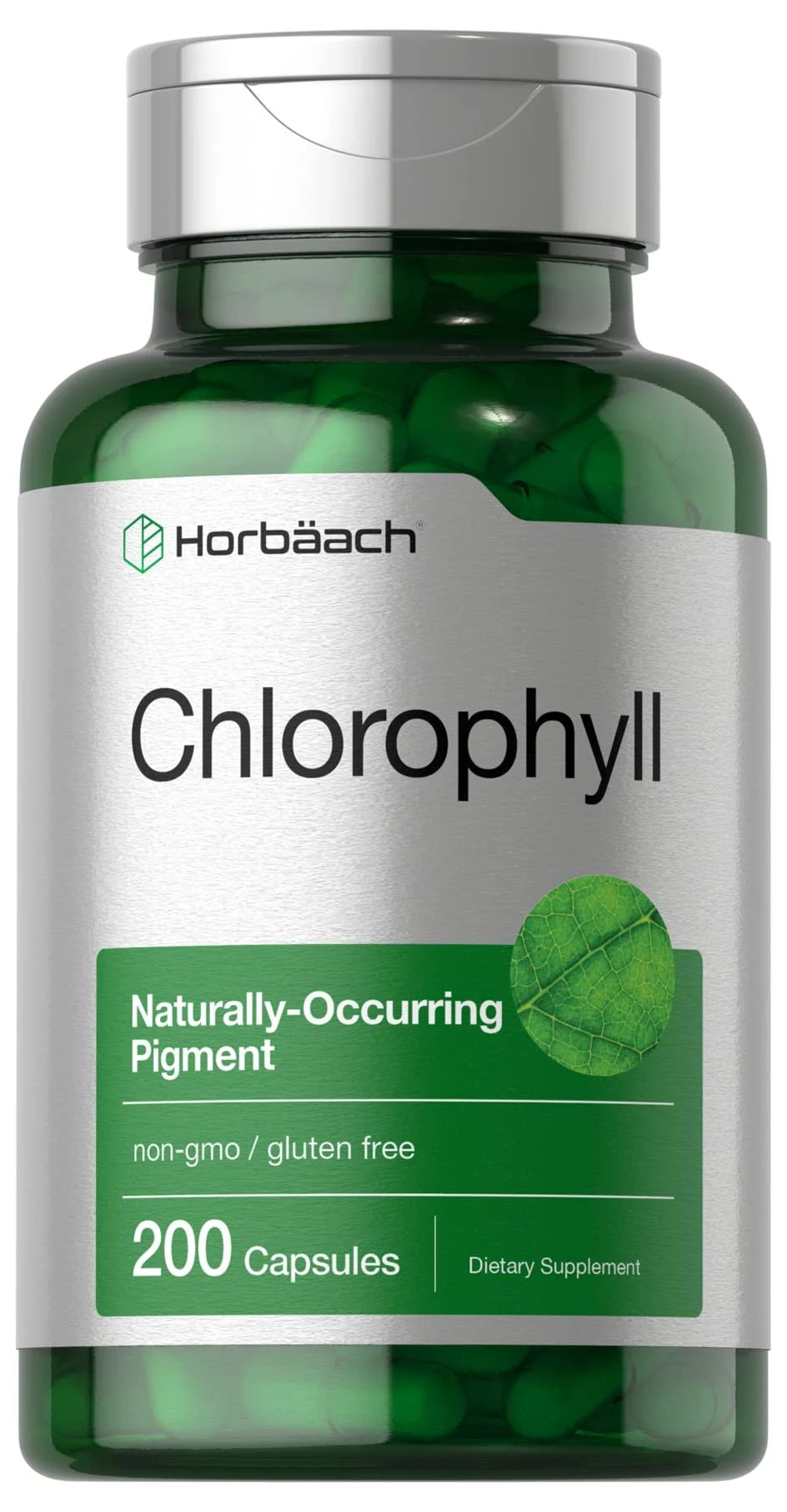 Horbäach Chlorophyll Capsules | 120 Count | Non-GMO and Gluten Free Supplement | Naturally-Occurring Pigment