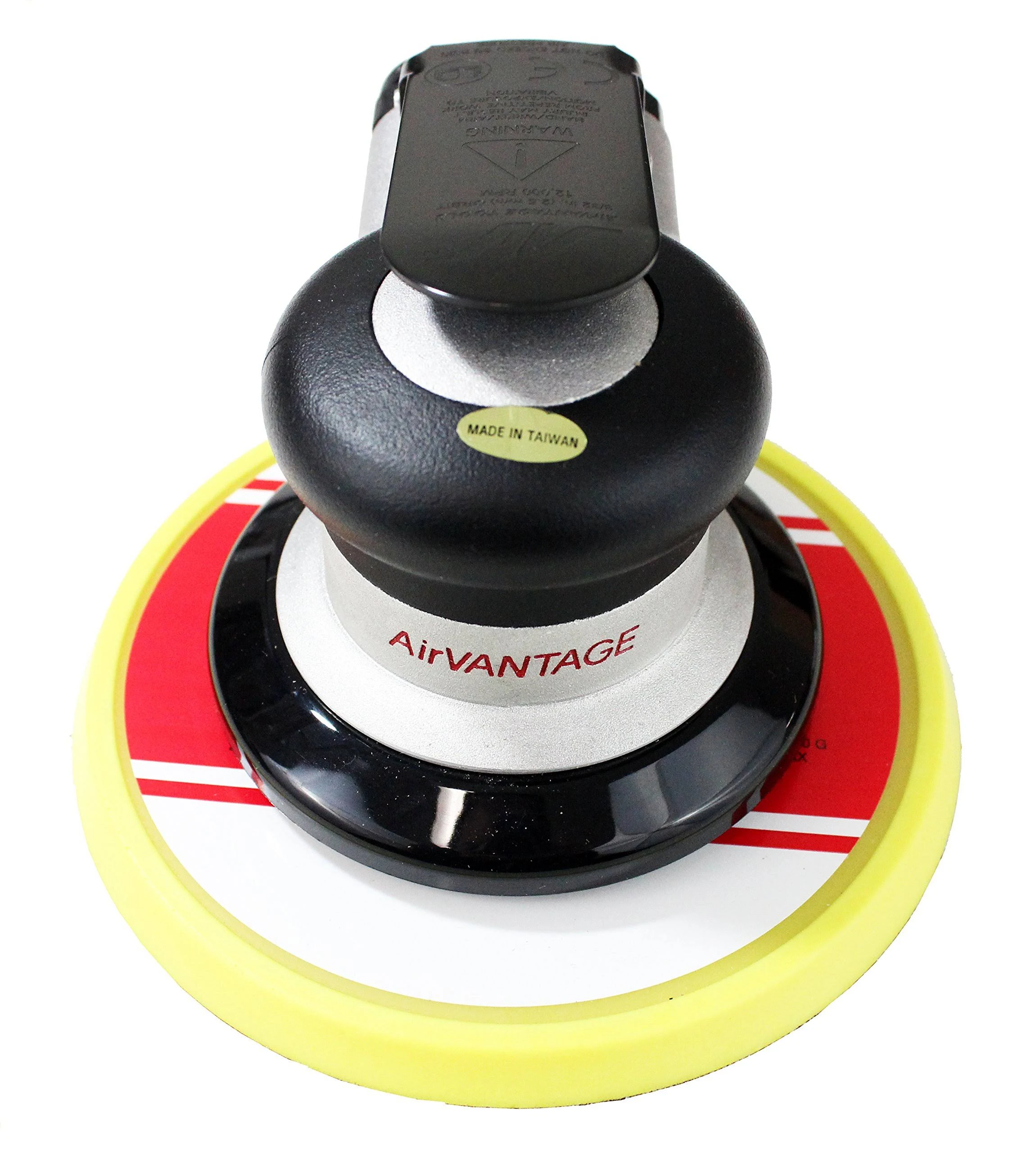 AirVANTAGE Industrial Grade Random Orbital Air Sander Non-Vacuum With Low-Profile Pad, 1/4 in. NPT Air Inlet (6": 3/32- Hook & Loop)