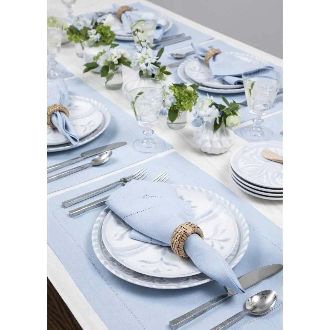 Solino Home Linen Placemats 14 x 19 inch – 100% Pure Linen Sky Blue Placemats Set ...