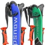 Ski Wall Mounted Rack, Holds 2 Pairs of Skis & Skiing Poles or Snowboard, for Home and Garage Storage, Wall Mounted, Heavy Duty, Rubber-Coated Hook, Set of 2 Hooks