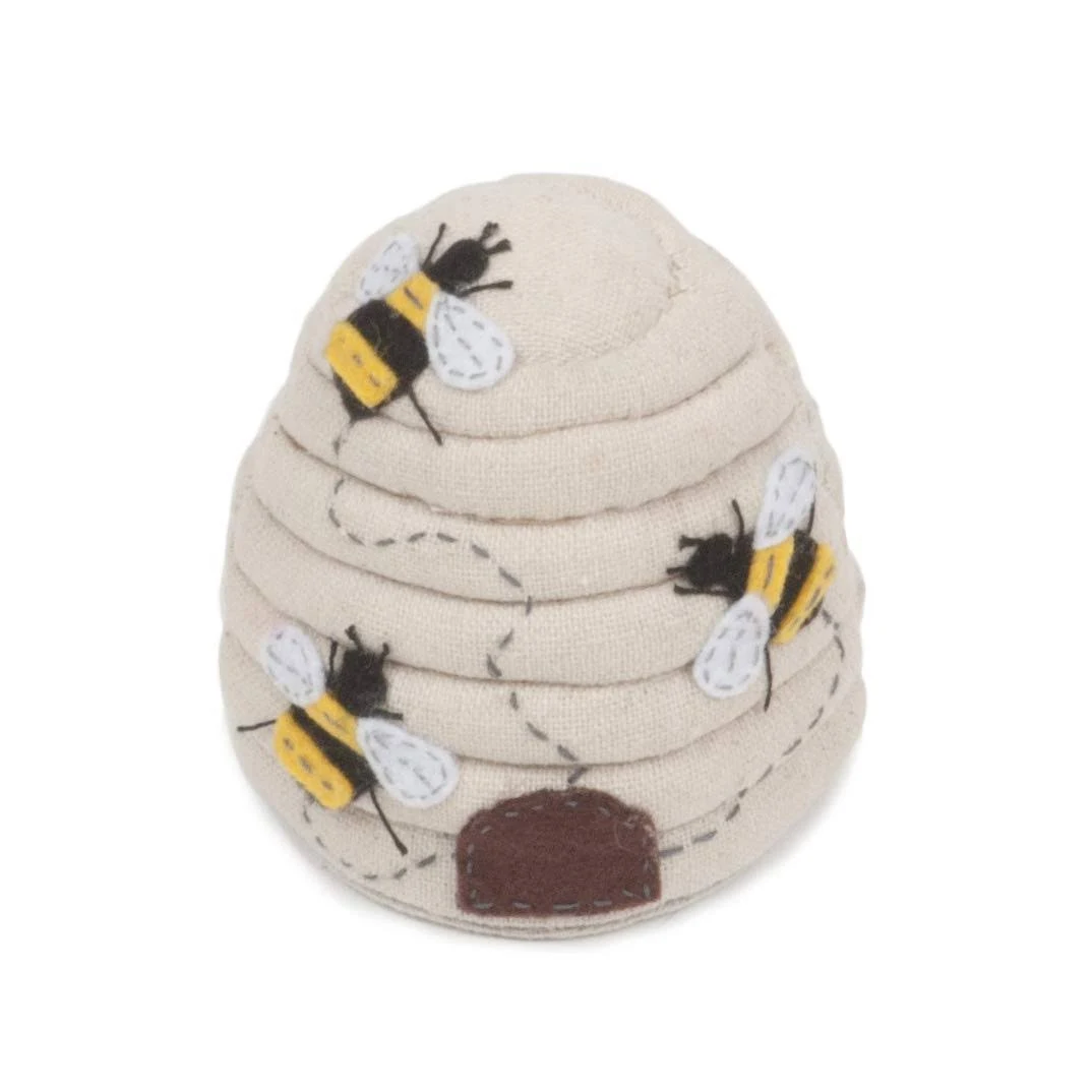 Hobby Gift Novelty Beehive Pincushion – Cute Holder for Sewing Quilting Needles, Accessories for Needlework DIY Crafts Dressmaking – 100% Cotton Fabric, 3.1 x 3.1