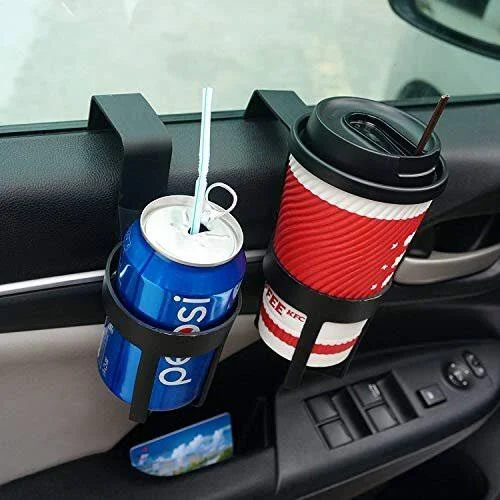 2-Pack Black Auto Car Vehicle Cup Holders Can Drink Bottle Container Hook for Truck Interior, Window Dash Mount