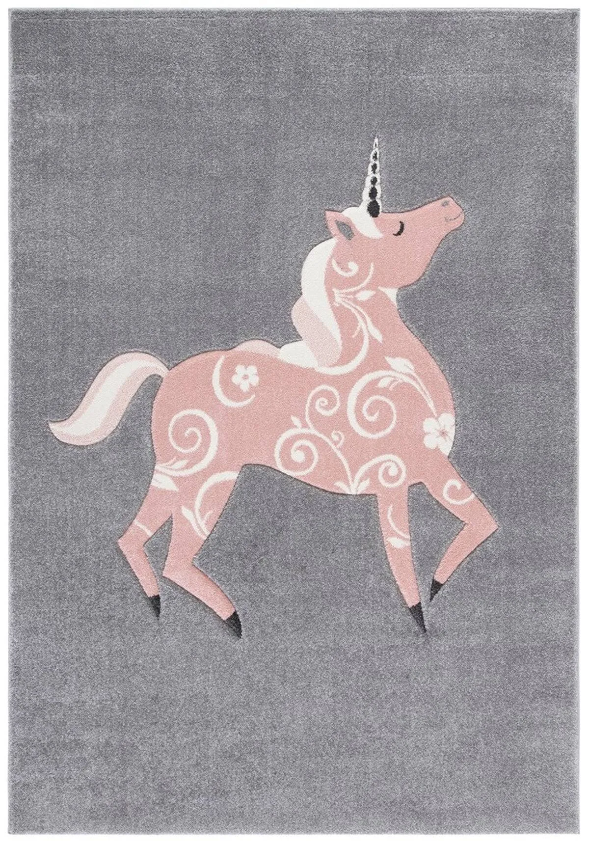 Safavieh Carousel Kids Dalach Unicorn Area Rug, Grey/Pink, 6'7" x 6'7" Square