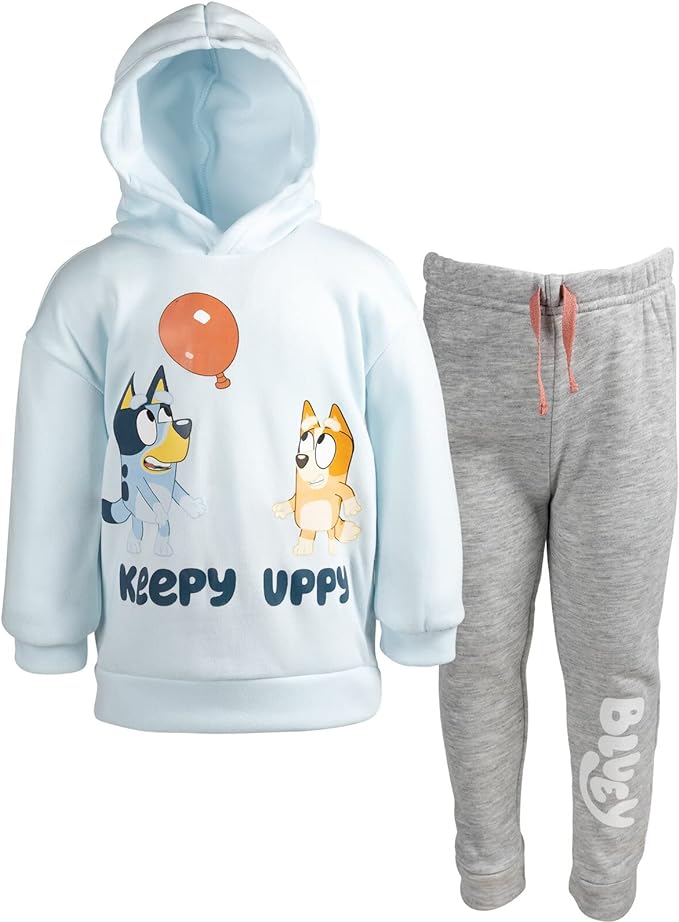 Bluey Fleece Pullover Hoodie and Pants Outfit Set Toddler to Little Kid Sizes (2T - 7-8)