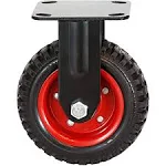 ‎POWERTEC 8 in. Fixed Plate Caster Wheels, Heavy-Duty Industrial Plate Casters with Rubber Knobby Tread 17053