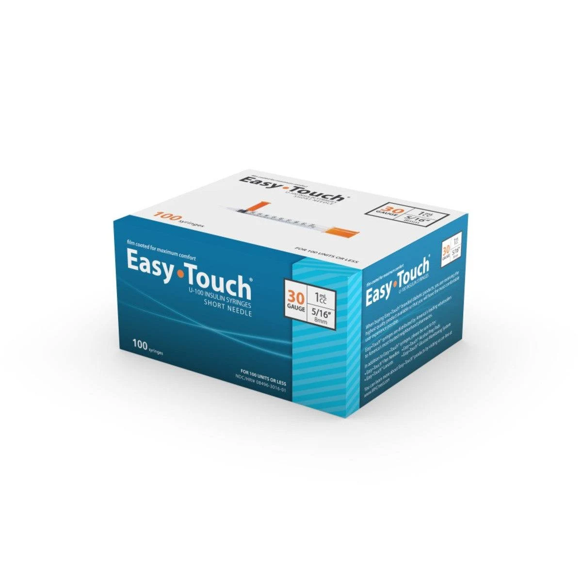 Easy Touch Syringes 30G 1cc 8mm (5/16" in)