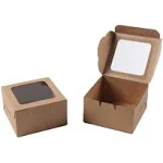 Juvale 50 Pack 4x4x2 Dessert Boxes with Window, Bulk Bakery Containers for Cookies, Mini Pies, Cupcakes (Kraft Paper)