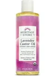 Heritage Store Lavender Castor Oil, Organic, Soothing Treatment with Lavender Essential Oil, Deep Hydration for Healthy Hair Care, Skin Care, Castor Oil Packs, Natural Lavender Scent, Vegan, 8oz