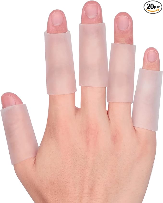 20 PCS Gel Finger Sleeve Protectors, Silicone Finger Sleeve Cushions and Protects, Provide Relief for Finger Cracking, Corns, Blisters and Calluses Protect.