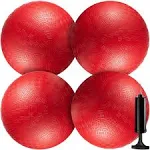 Bedwina Playground Balls Bulk - 8.5 inch (Pack of 4) Red Rubber Bouncy Inflatable Balls, w/ Air Pump, for Kids & Adults, Indoor & Outdoor Games, Kickb