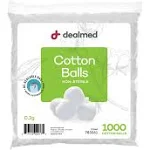 Dealmed Cotton Balls – 1000 Count Medium Cotton Balls, Non-Sterile Bag of Cotton Balls in Easy to Access Zip-Locked Bag, Great for Skin Prep, Wound Cleansing, and DIY Needs