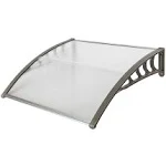 Window Awning Door Canopy, Modern Polycarbonate Front Door Canopy, Patio Awning Canopy Window Door Cover for Rain Snow Sunlight Protection Hollow Sheet (40" x 40", Clear Canopy/Gray Bracket)