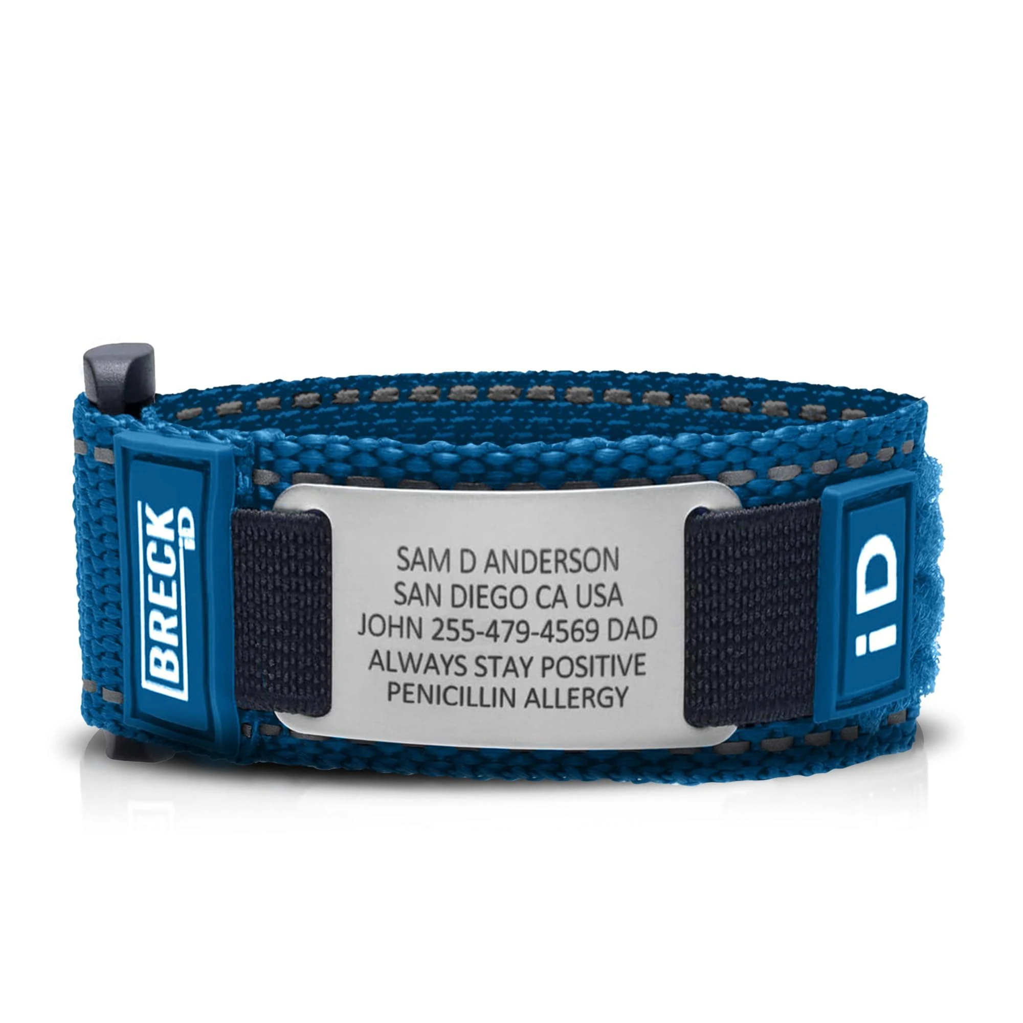 Breck ID - Custom Engraved Medical ID Bracelet - Endurance Nylon with Identification, Emergency & Medical Information. Ideal Gifts for male & Female