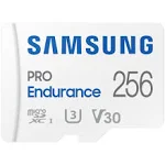 SAMSUNG PRO Endurance 256GB MicroSDXC Memory Card with Adapter for Dash Cam, Body Cam, and security camera – Class 10, U3, V30 (‎MB-MJ256KA/AM)