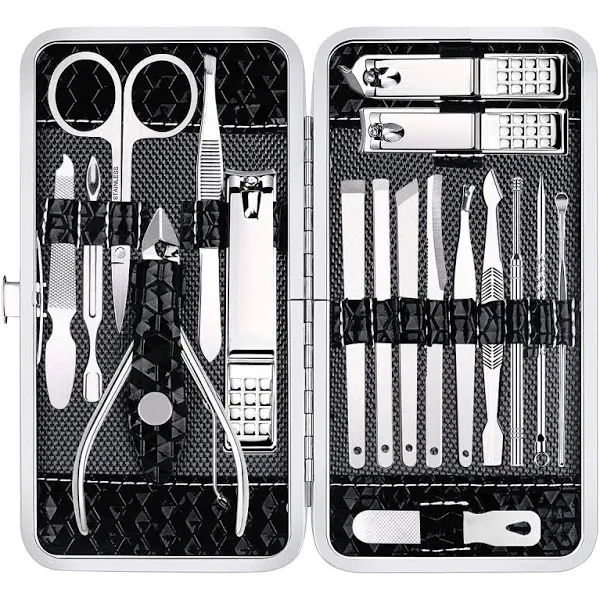 Kit de aseo profesional herramientas para uñas con lujoso estuche funda de viaje