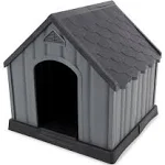 Ram Quality Products Innovative Outdoor Pet House Large Waterproof Dog Kennel Shelter for Small, Medium, and Large Dogs with Slanted Roof, Gray