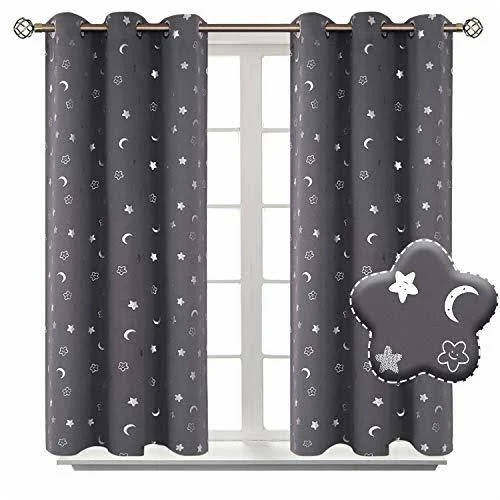 BGment Moon and Stars Blackout Curtains for Kids Bedroom, Grommet Thermal Insula