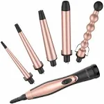 5 in 1 Curling Set, BESTOPE PRO Interchangeable Iron, 0.35-1.25 Inch Hair Wand Curler for Hairstyle, Instant Heat Up Rose Gold