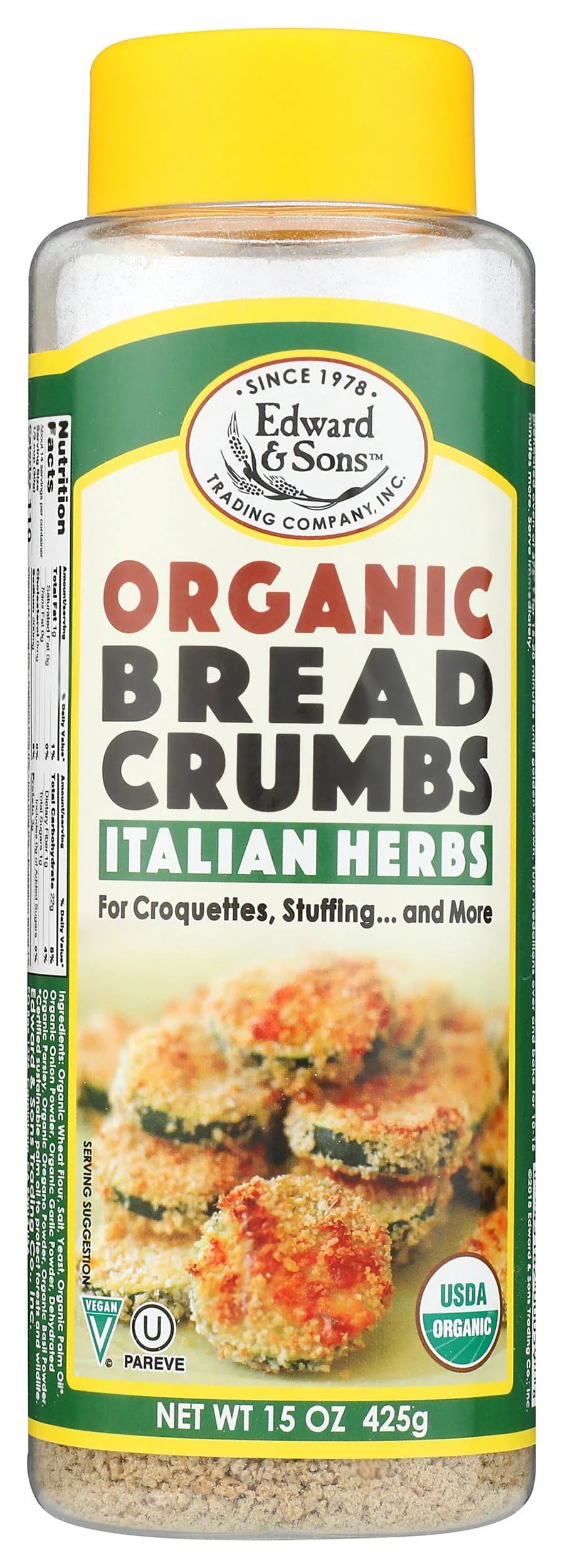 Breadcrumbs Italian Herbs, Organic 15 Ounces (Case of 6)