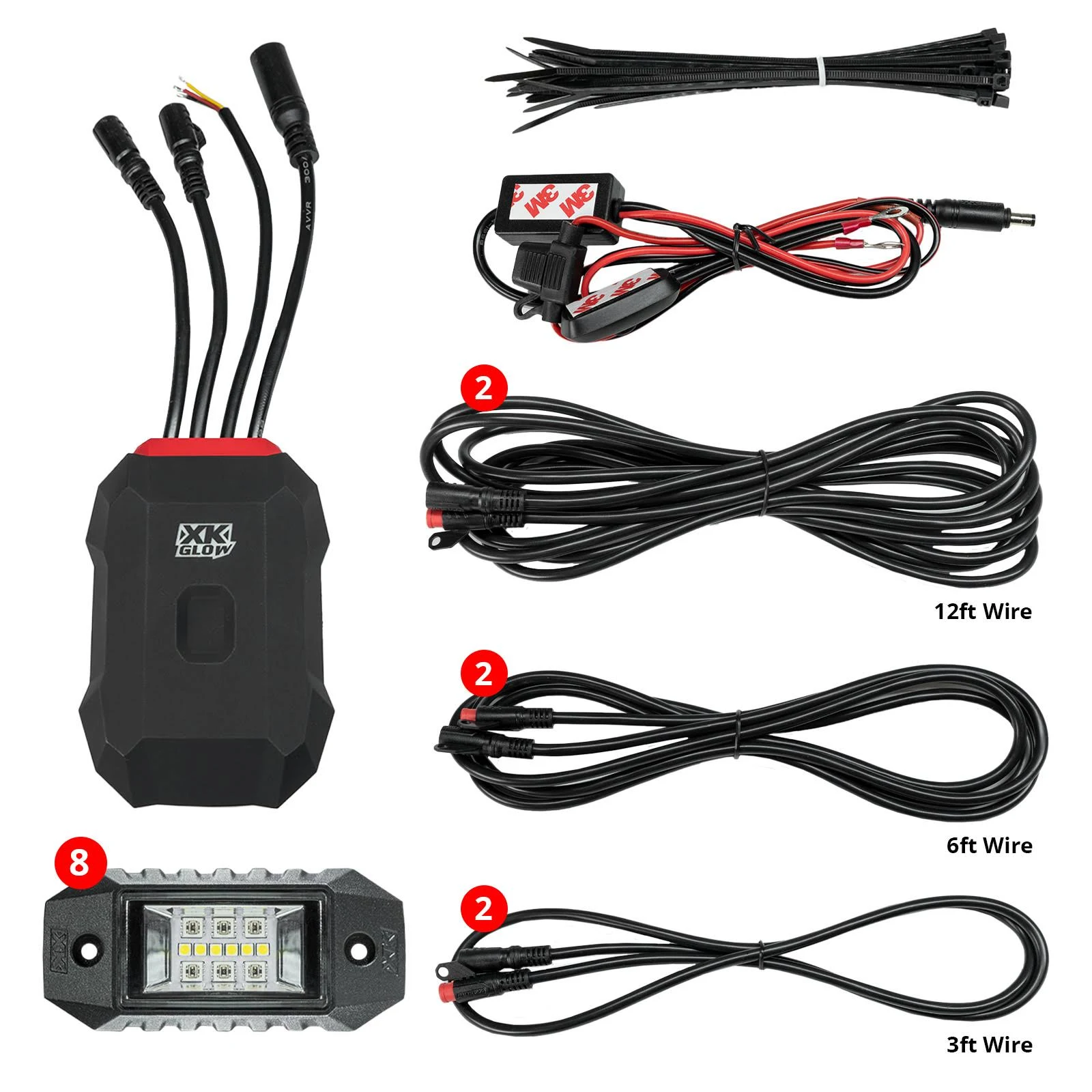 XK Glow RGBW Addressable LED Rock Light Kits