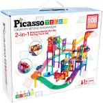 PicassoTiles 108-Piece 2-in-1 Magnetic Marble Run & Racing Track Set