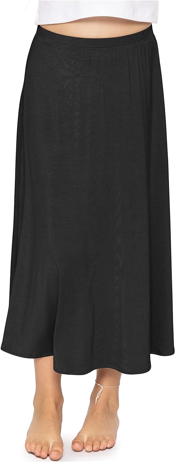 Stretch Is Comfort Premium Stretch Youth Girls Flowy A-Line Skirt Knee Length |Child Size 4 -16