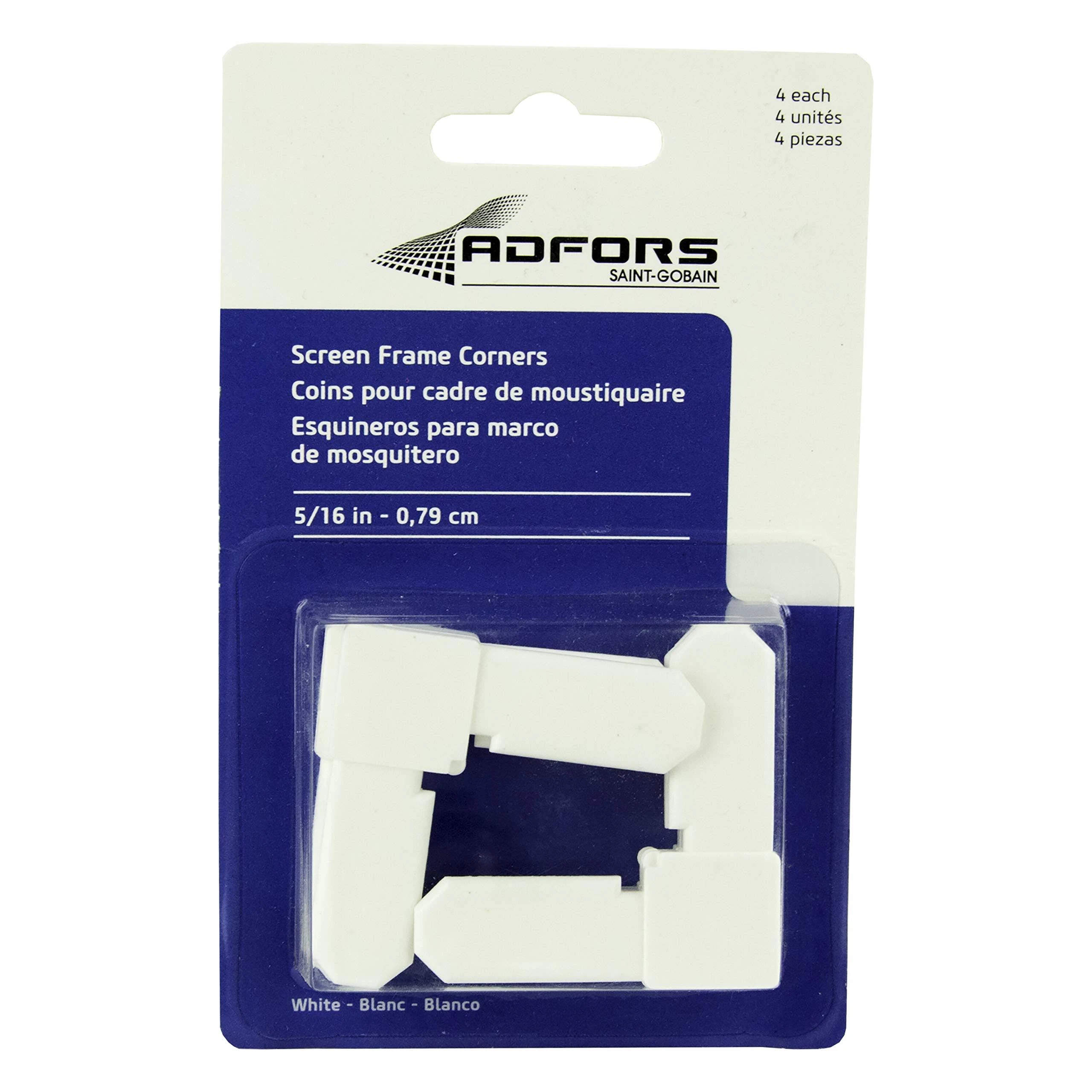 ADFORS Screen Frame Corners, 5/16", White, 4 Pieces