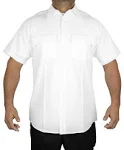 First Class 100% Polyester Short Sleeve Uniform Shirt, Men's, Size: Medium, White