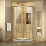 DreamLine DL-6702-04CL Prime 36" x 74 3/4" Semi-Frameless Clear Glass Sliding Shower Enclosure in Brushed Nickel with White Base Kit