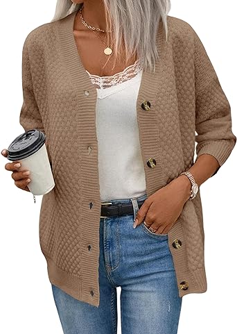 Shermia Women&#039;s Casual Long Sleeve Open Front Cardigan Sweaters Button Down Soli