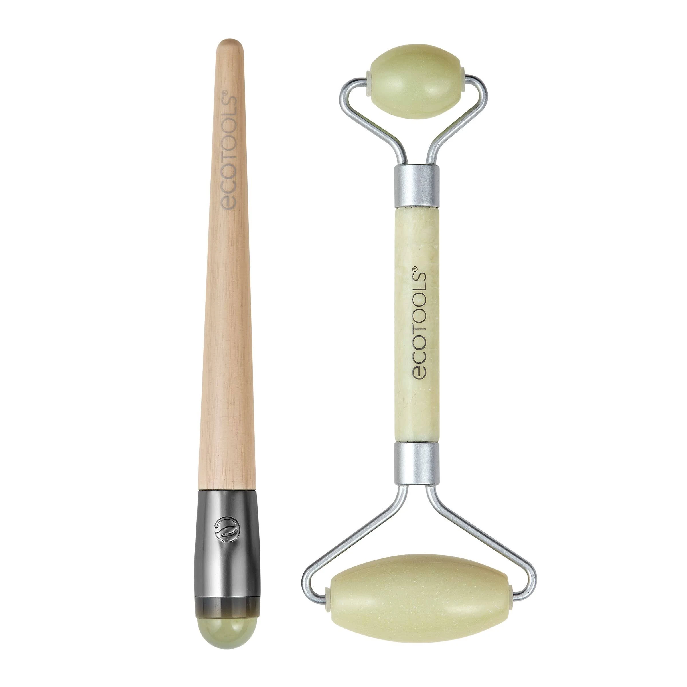 EcoTools Beauty Skin Care Tool Jade Facial Roller and Eye Roller Duo, Face Roller and Massager, Skincare and Sculpting Tool, Reduces Under Eye Puffiness and Dark Circles, 2 Piece Set