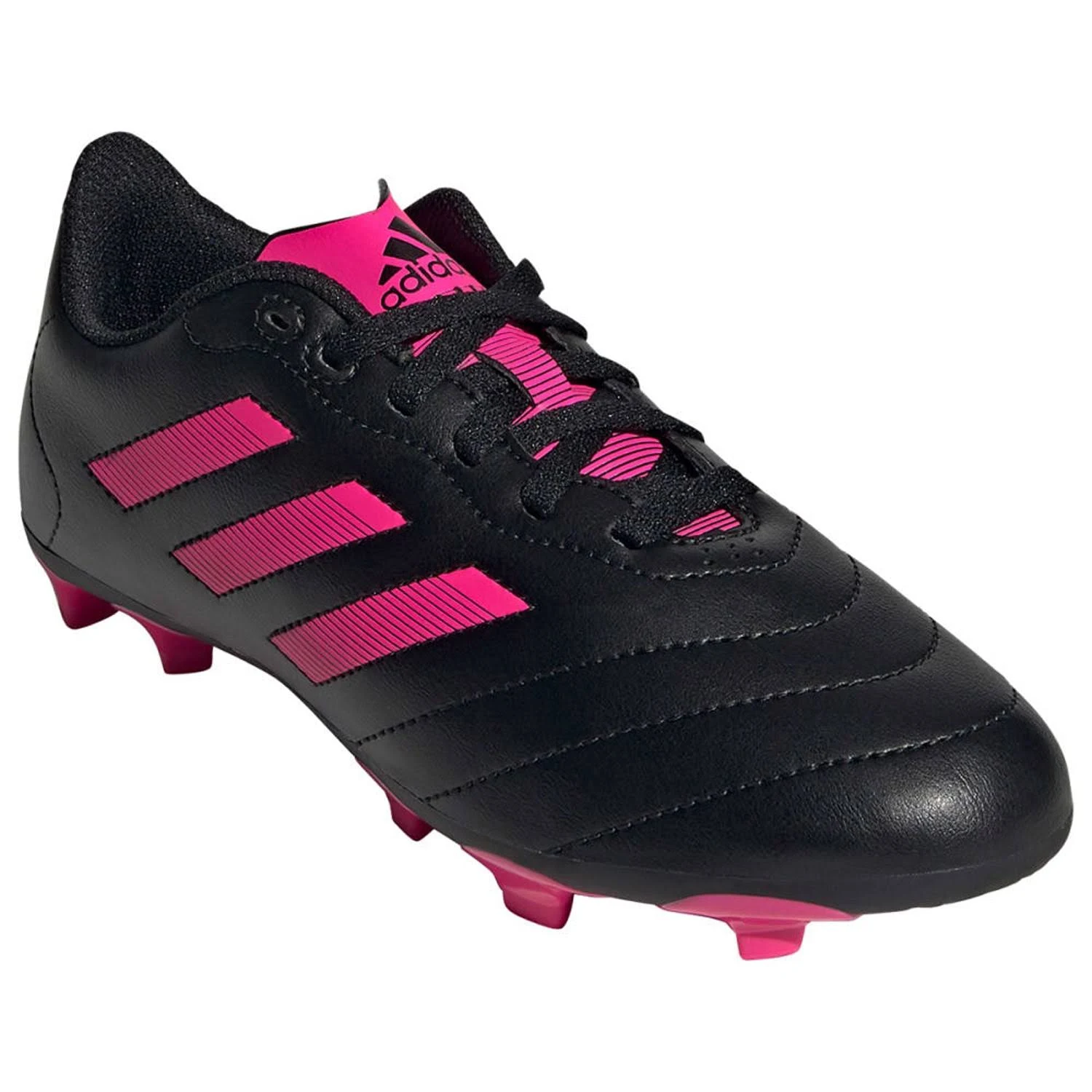 Adidas Goletto VIII FG J Core Youth Soccer Cleats - Black/Shock Pink