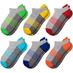 Comfoex Boys Socks 6 Pairs Ankle Athletic Sock Half Cushioned Low Cut Socks for Little Big Kids