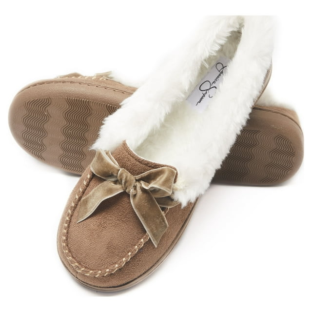 Jessica Simpson Womens Micro Suede Moccasin Indoor Outdoor Slipper Shoe