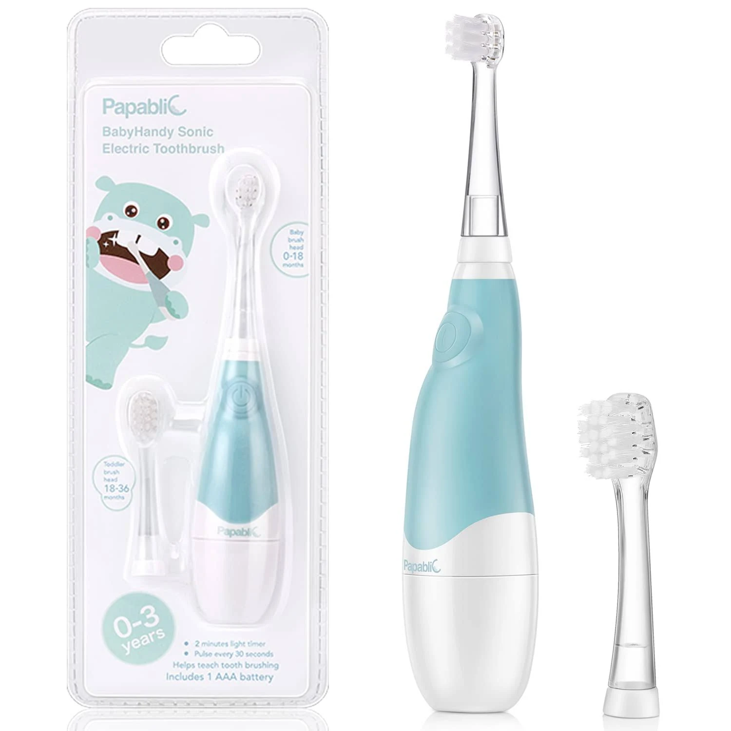 BabyHandy Sonic Electric Toothbrush - Mint Blue for Ages 0-3 Years