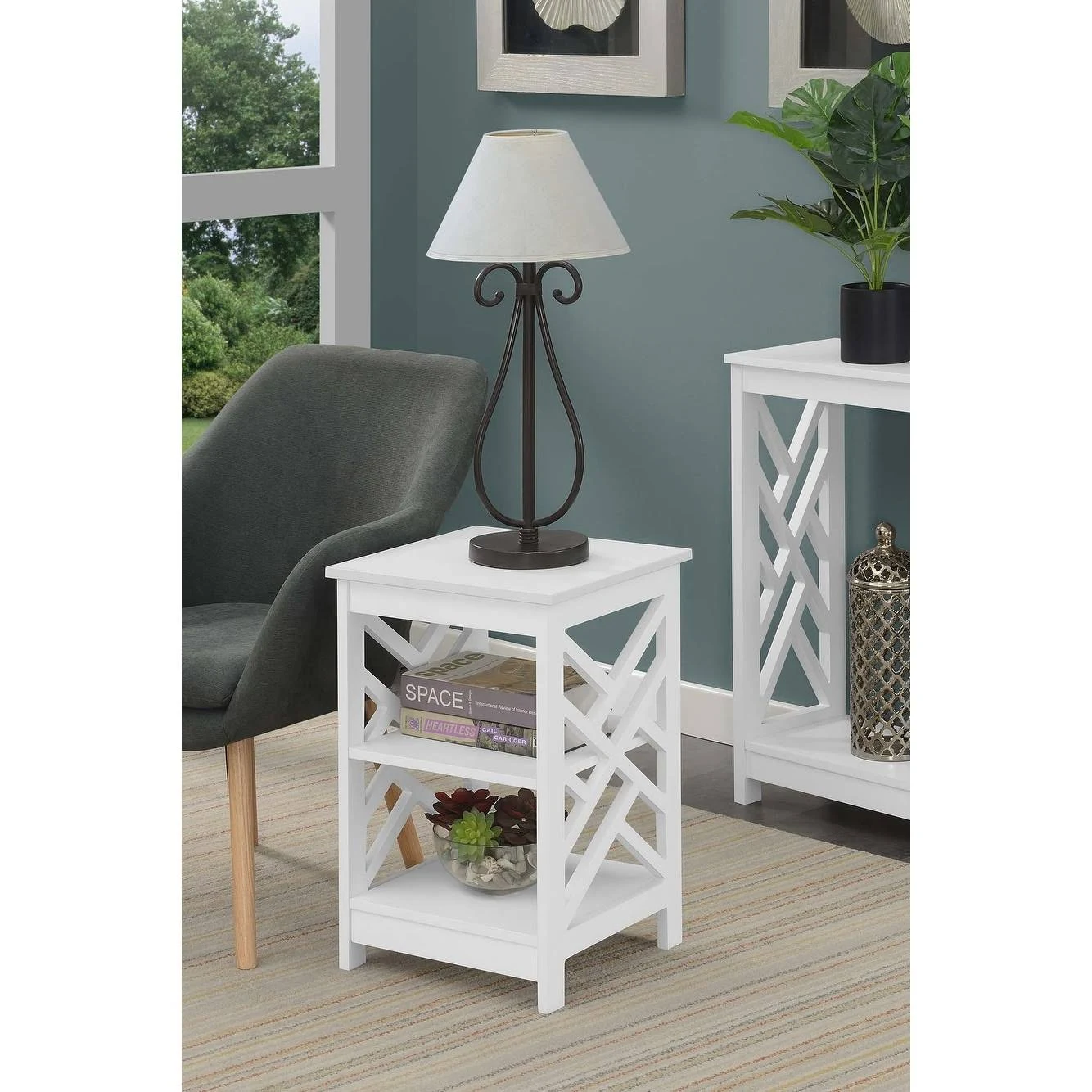 Titan End Table with Shelves - Black