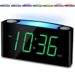 Alarm Clock for Bedroom, 7.5" Large Display LED Digital Clock with 7 Color Night Light,USB Phone Charger,Dimmer,Battery Backup,Easy to Set Loud