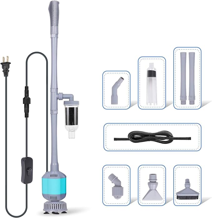 Hygger 360gph Electric Aquarium Gravel Cleaner 5 in 1 Automatic Fish Tank Cleaning Tool Set Vacuum Water Changer Sand Washer Filter Siphon Adjustable