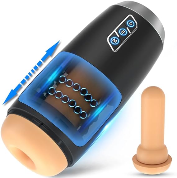 Automatic Thrusting Male Masturbator with 360° Rolling Beads, Adult Sex Toys for Men, Blowjob Sex Toy Machine Stroker Penis Vibrator with Ultra-soft Realistic Sleeve, Masturbators Pocket Pussy for Men