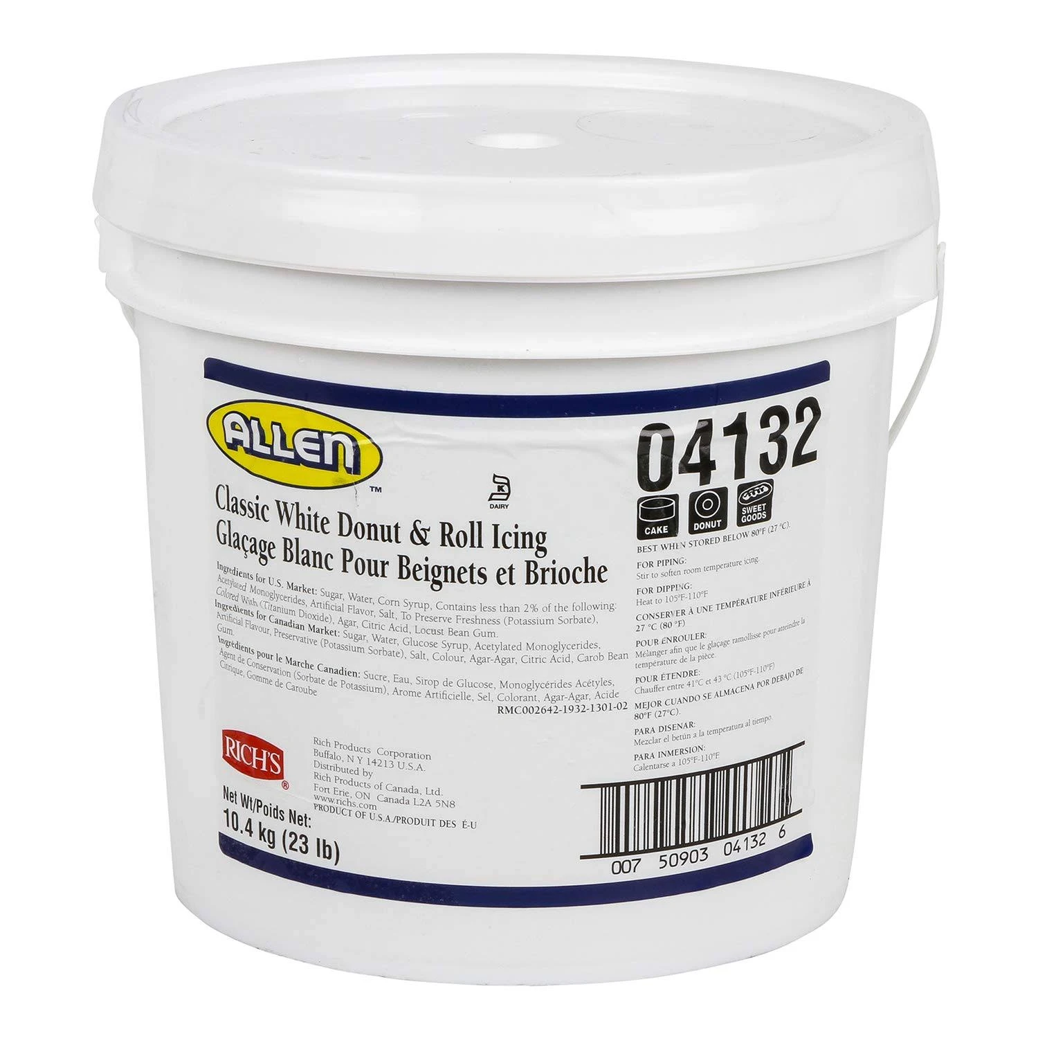 Rich's Classic White Donut & Roll Icing - 23 lb. Pail