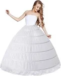 Women 6 Hoop Skirt Tulle Ball Gown Petticoat Crinoline for Bridal Wedding Under Dress, Half Slip Underskirt for Quinceanera Dress Plus Size